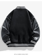 American Retro Suede Baseball Jacket Men's Spring Autumn Casual Leather Sleeve Outerwear JK819 Public Version Couple's Style