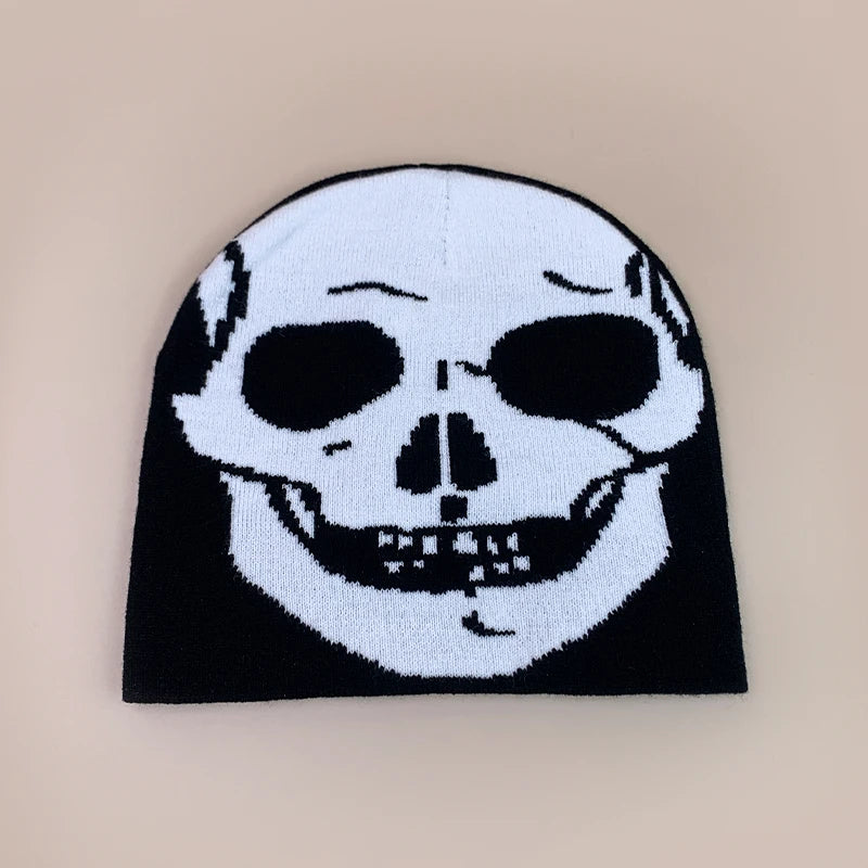 Personal Punk Skull Demon Knitted Hats Autumn and Winter Unisex Dark Series Warm Street Versatile Niche Fashion Hip Hop Beanies