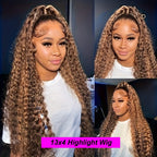 250% Density 427 Highlight Deep Wave Lace Front Wig Human Hair 13x6 13x4 HD Lace Frontal Wig Colored Ombre 100% Brazilian Wigs
