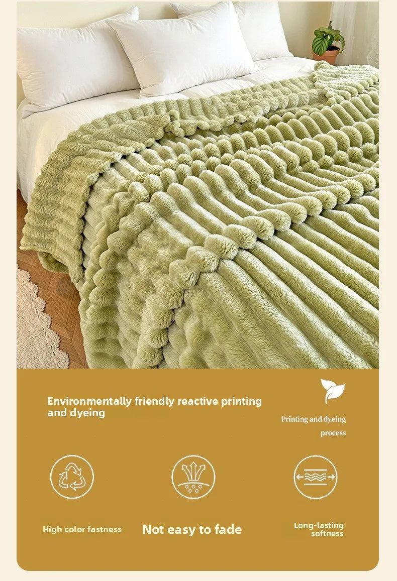 Thickened Material Suitable for Bedroom 1 Piece of Plush Blanket with Wide Terms, Solid Color Multifunctional Flannel Blanket