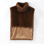 Solid Faux Fur Vest Crop Top Women Fashion Turtleneck Fluffy Short Tank Tops 2025 Winter Female Elegant Sleeveless Jacket Coat