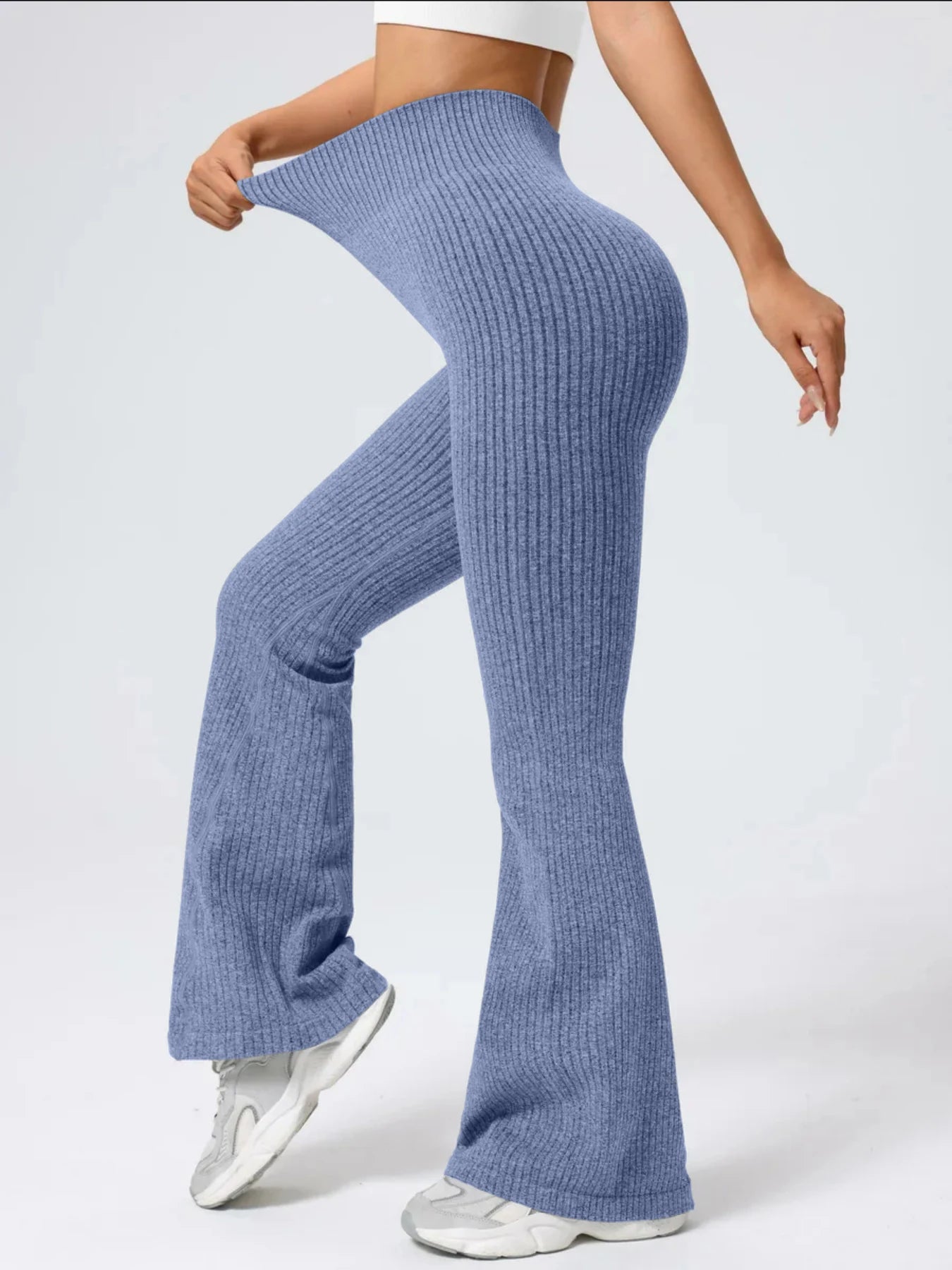 Women's High-Waist Bell Bottom Pants Sporty Tight Fit Comfortable Elastic Design Ideal for Exercise And Daily Wear Secondary image