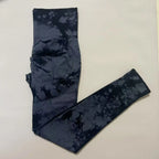 Women Gym Tie Dye Leggings Butt Lifting Fitness Yoga Athletic Scrunch Pants Elastic Workout Training Sports Tights