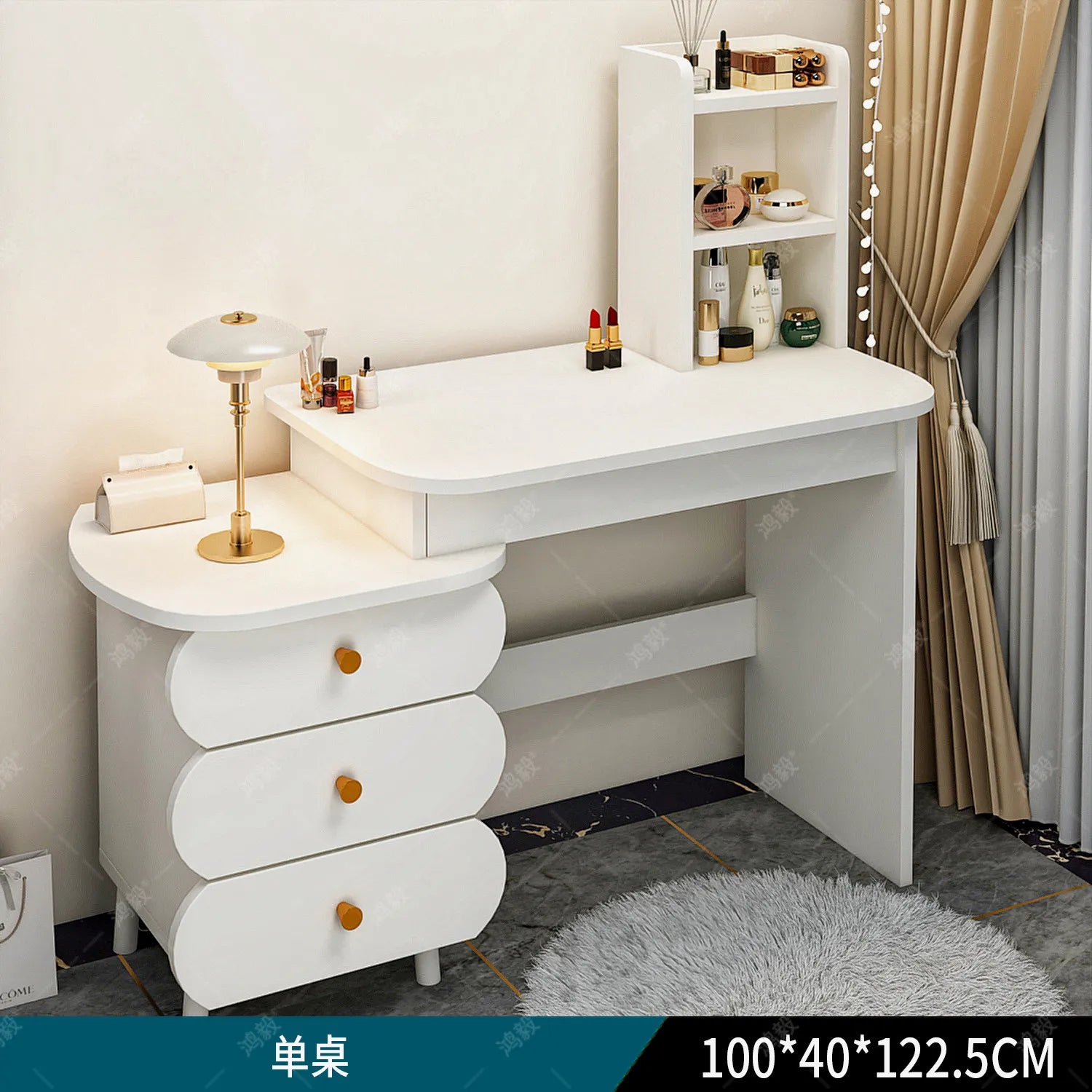 Bedroom Mirror Dressing Table Desk White Drawers Light Makeup Vanity Wood Room Penteadeira Com Espelho Dresser Furniture