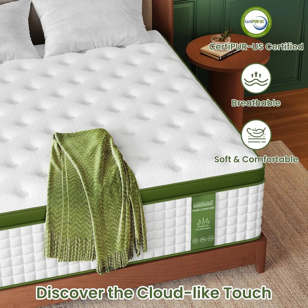 BedStory 12-14'' Hybrid Mattress, Full/King/Queen Size Mattress , Gel Memory Foam & Pocket Springs for Pressure Relief & Support