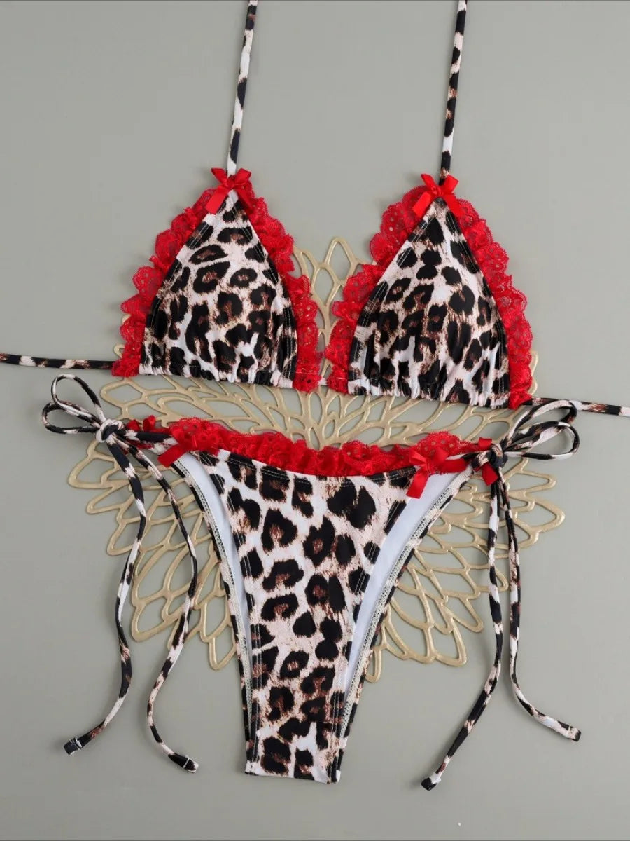 Brazilian Bikini Set Sexy Push Up Swimsuit Two Piece Triangle Tie Side Bottoms Beach Swimming Wear Bathing Suit Women Secondary image