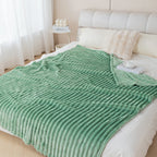1pc solid color thick wide stripe multifunctional blanket, can be used as bed sheet covering blanket, nap blanket, pet blanket