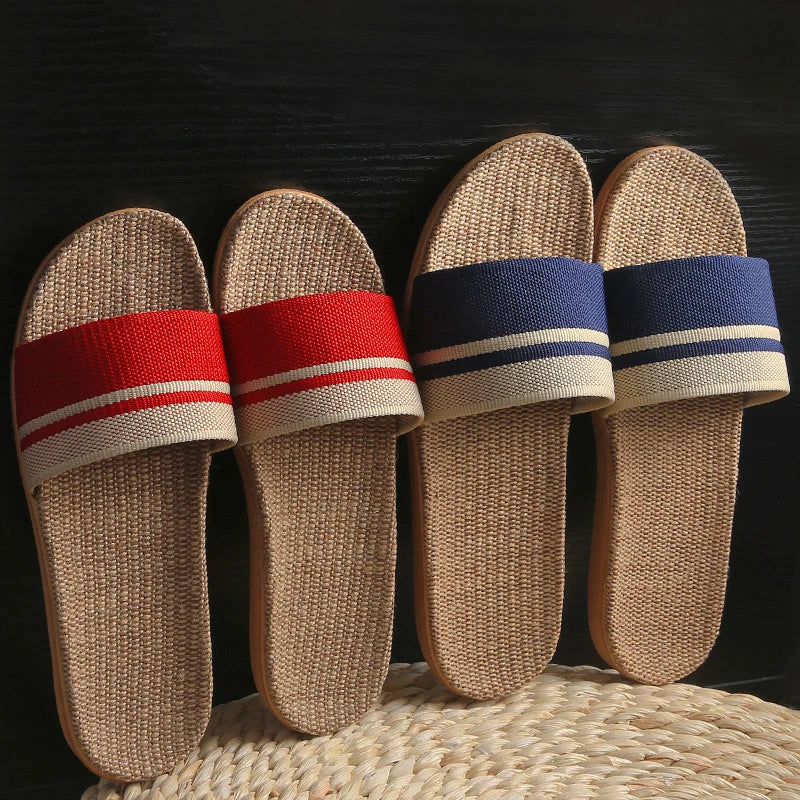 36-45  Flat Sandals Beach Slippers Summer Home Linen Lightweight Eva Non-Slip Slides For Men Women Indoor Outdoor Flip Flops Secondary image