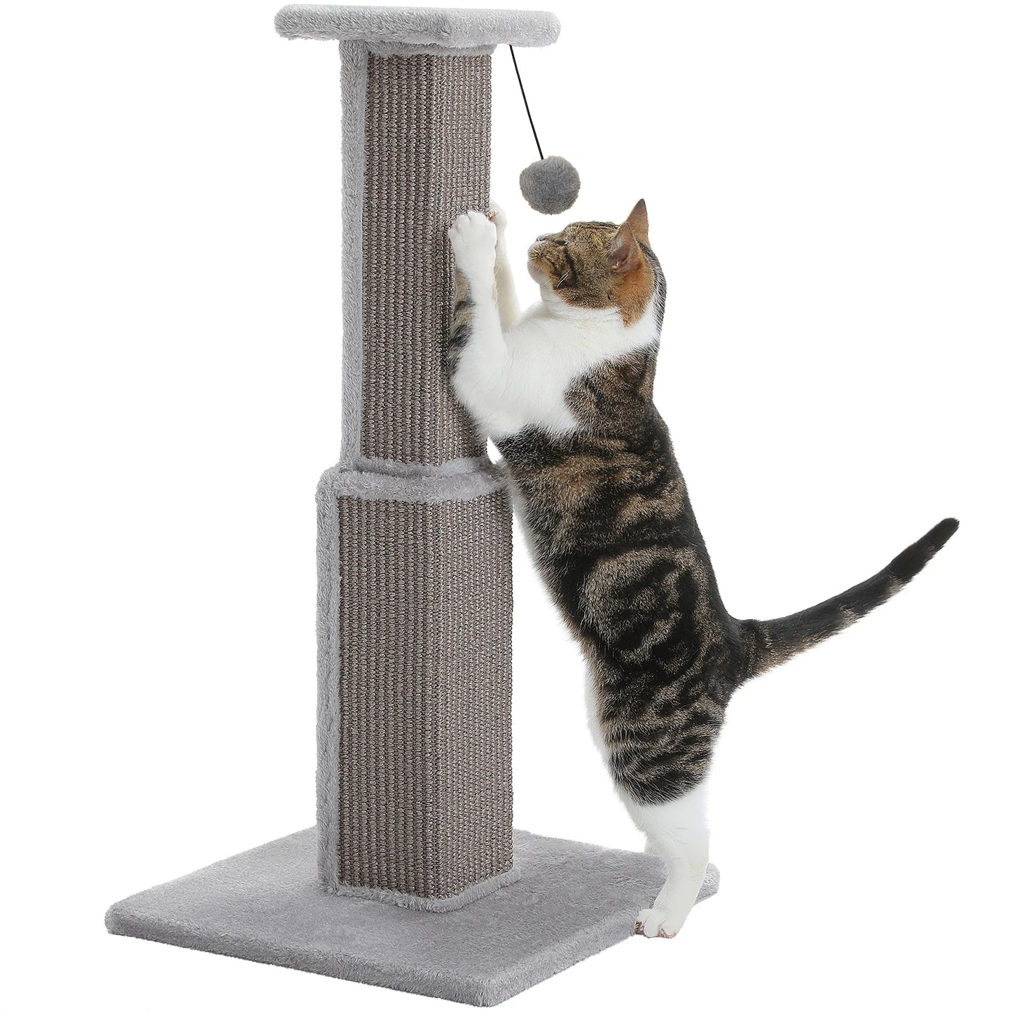 Large Cat Scratching Post for Indoor Cats Adults Ultimate Scratch Post with Woven Sisal Dangling Ball Tall Cat Scratcher Cat Toy