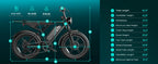 TST R002 1500W e-bike, 20" fat tires, 60-100mile range, 28MPH, 48V 15Ah battery, for all terrains.