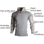 Outdoor Tactical Hiking T-Shirts Men Combat Military Army CP Camouflage Long Sleeve Hunting Climbing Shirt Cotton Sport Clothes