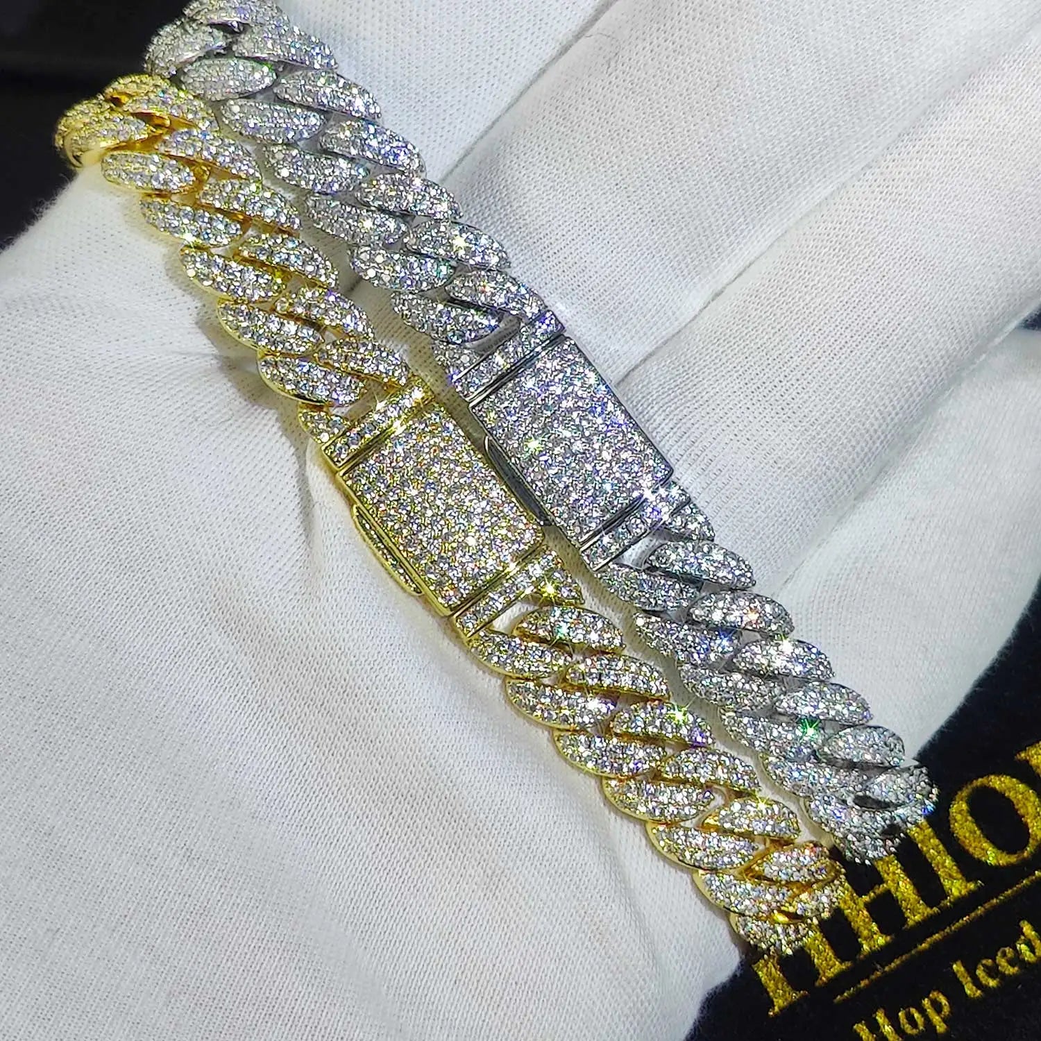 Luxury Jewelry Bling CZ Cuban Link Bracelet Two Row Zircon Copper Miami Cuban Bracelet Iced Out Hip Hop Men Women Secondary image