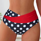 Patchwork Polka Dot Printed Bathing Suit Women Irregular High Waist Bikini Set Summer 2025 New Fashion Beach Swimwear Two Piece