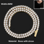 Hip Hop Jewelry Cubic Zirconia Iced Out Tennis Chain Iced Out 18k Gold Plated Bling Necklace For Women Free Custom Laser Logo