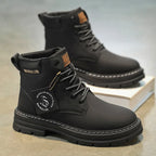 Classic Men High Top Boots High Quality Yellow Leather Boots Fashion Outdoor Sneakers Men Lace Up Non-Slip Ankle Boots for Men