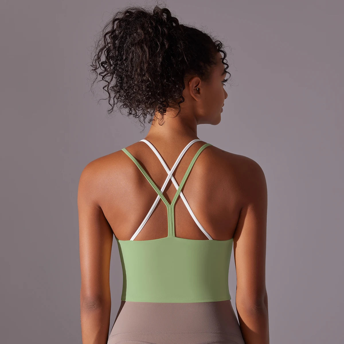 New Women Fitness Sports Bra Top Gym Yoga triangle backless Athletic Back Cutout Cross Tight Workout Soft With Chest Pad Secondary image