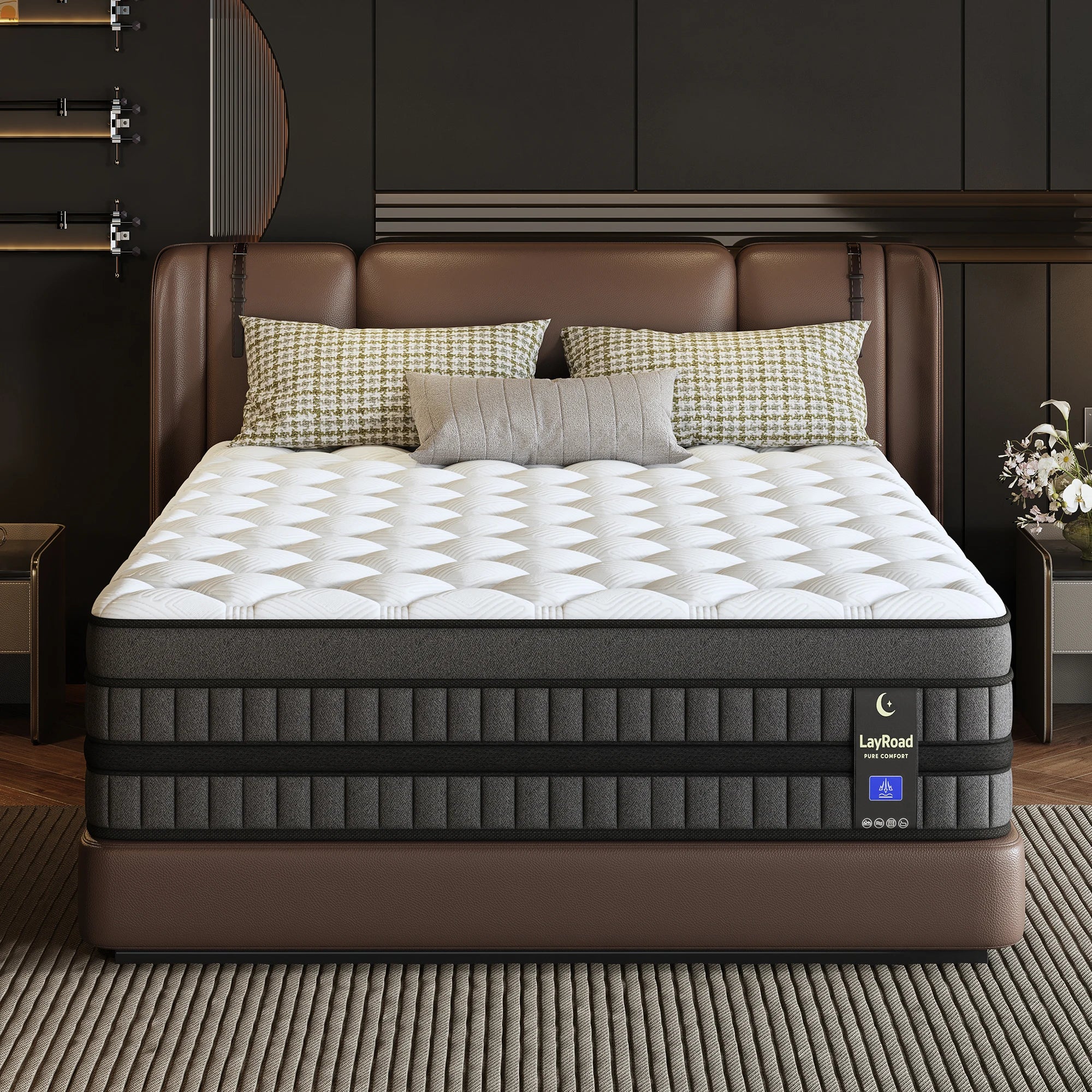LayRoad 12-14IN Hybrid Mattress Medium Firmness Gel Memory Foam Spring Mattress Heat Dissipation Pressure Relief Boxed Main image