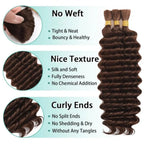 Human Hair Bulk For Braiding 2 Bundles Deep Wave Human Hair Extensions Human Braiding Hair For Boho Braids Water Wave Curly Hair