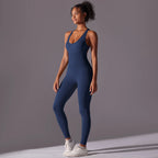 Sexy Back V Jumpsuit Gym Set Women Training Yoga Suit Sportswear Women Sports Jumpsuit Fitness Rompers Stretch Workout Bodysuits