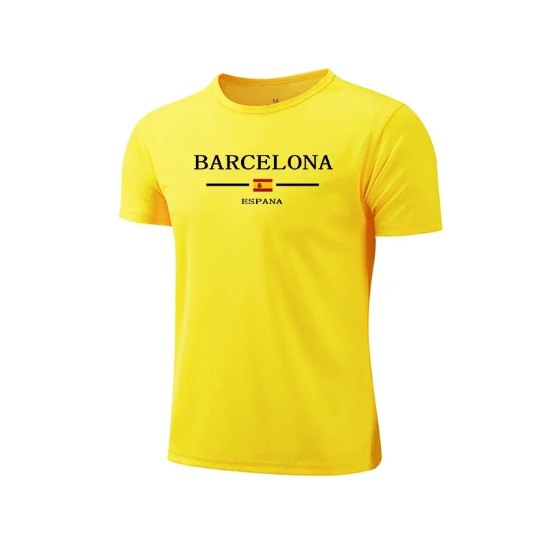 Barcelona Hot Sale Men's Summer Sports T-shirt High Quality Breathable Quickdry Tee Male Versatile Marathon Fitness Football Top Main image