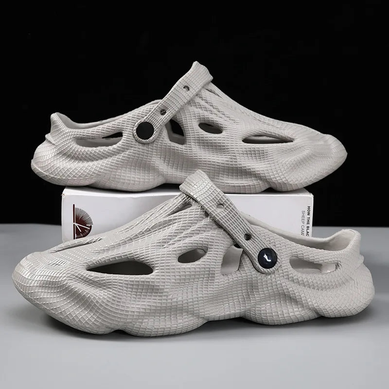 Litfun Summer Clogs Sandals For Men New Outdoor Soft Botton Beach Slippers Anti-slip EVA Garden Shoes Fashion Hollow Hole Shoes