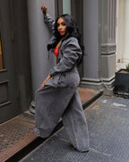 Denim Two Piece Sets Women Coat Jacket Wide Leg Pants Jeans Suits Matching Sets Trousers Outfits 2025/2026 Y2k Streetwear Party