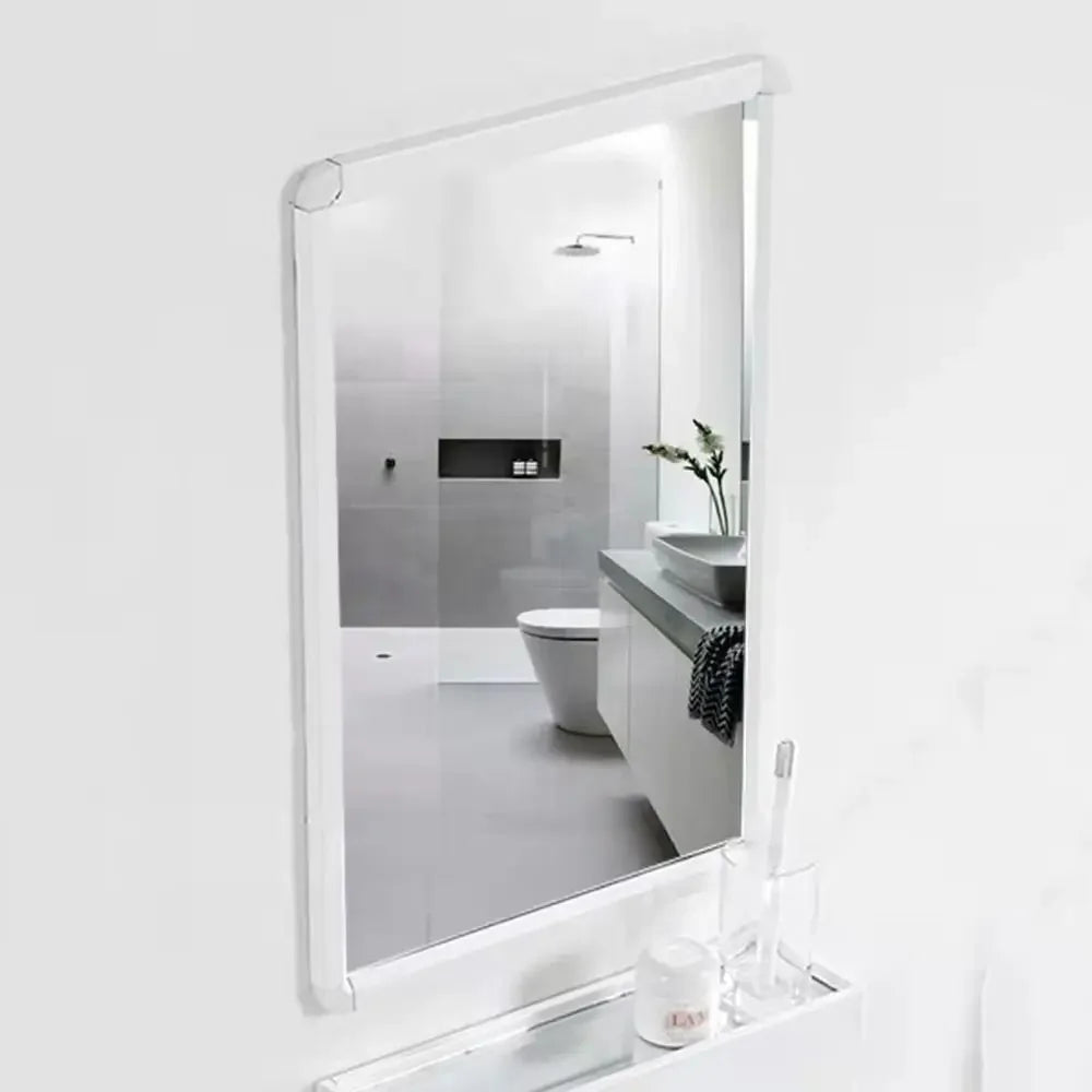 Rectangle Wall Hanging Mirror Metal Framed Black White Dressing Mirror Rounded Corner Wall-Mounted Makeup Mirrors Entryway Main image