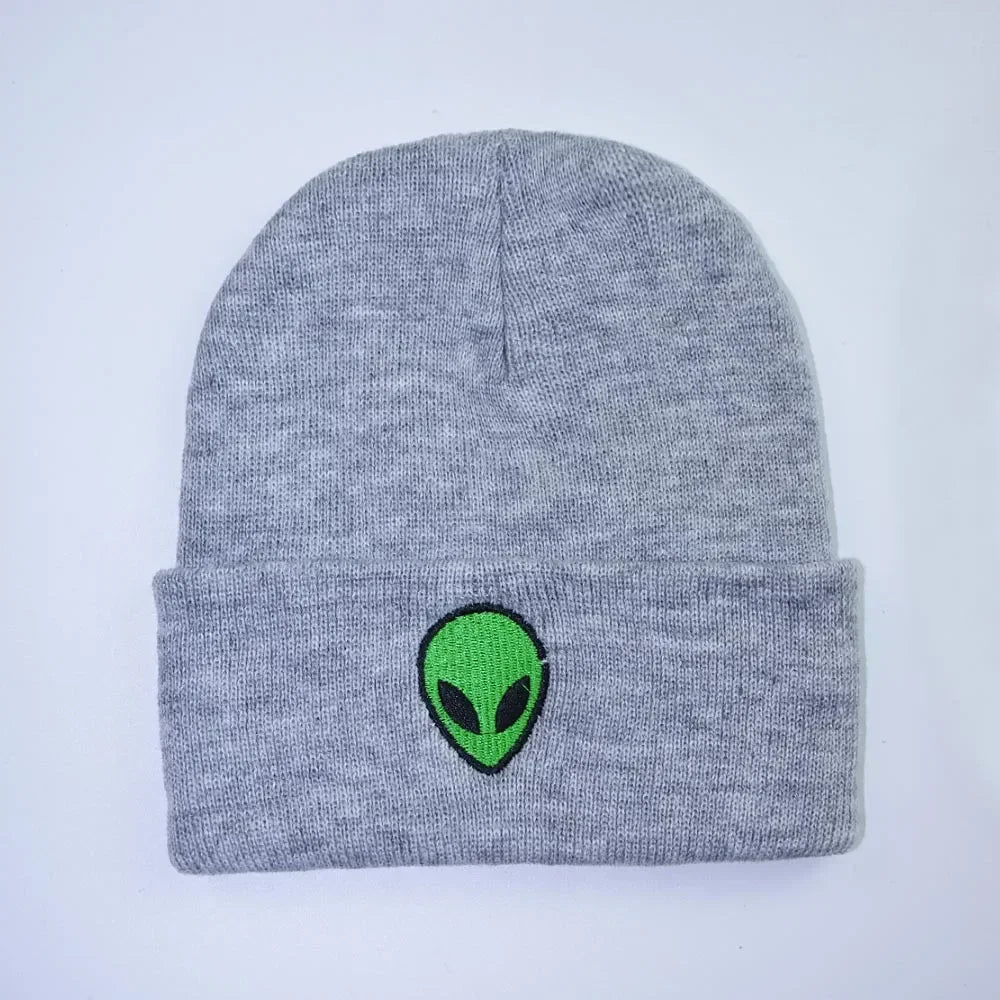 Knitted Beanies Hats Lovely Alien Ghost Skull Embroidery Cap for Autumn Winter Men Cap Warm Melon Cap Street Head Women Gifts