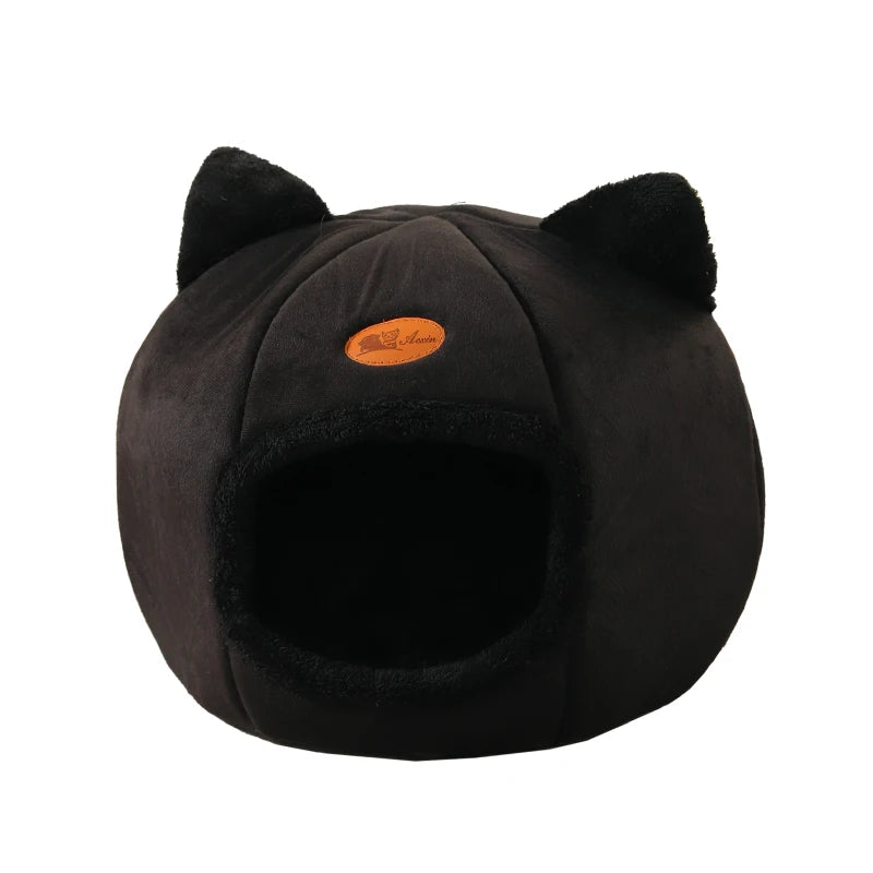 Cat Head Shape Cute And Comfortable Warm Cat House Safe Sleep Cave Non-Slip Semi-Closed Design Four Seasons Universal Cat Nest