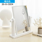 Dresser Vanity Makeup Mirror with Wood Stand, 360 Degree Rotating Compact Cosmetic Mirror, Portable Counter-top Mirror Bath Gift