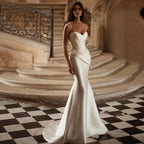 Luminous Mermaid Wedding Dresses Elegant Sweetheart Collar Bridal Gowns Sleeveless Backless Princess Vestido De Novia Customized