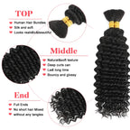 Human Hair Bulk For Braiding 2 Bundles Deep Wave Human Hair Extensions Human Braiding Hair For Boho Braids Water Wave Curly Hair