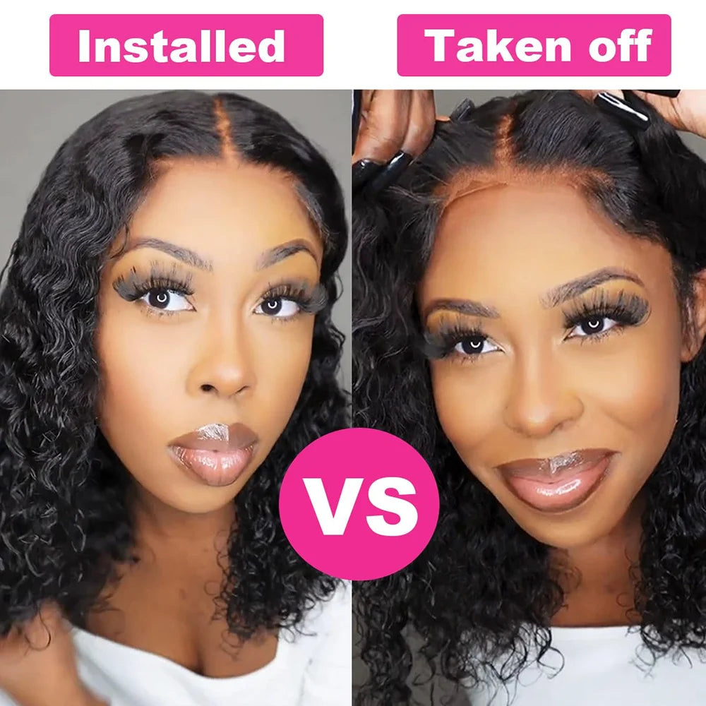 Curly Wigs Bob Wigs Curly Lace Front Human Hair Wigs 100% Bob Hair Wig Human Hair Short Wig 4x4 Closure Human Hair Wig Kinky