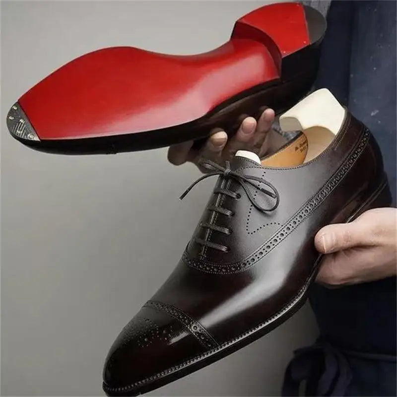 Oxfords Men Shoes Red Sole Fashion Business Casual Party Banquet Daily Retro Carved Lace-up Brogue Dress Shoes Main image