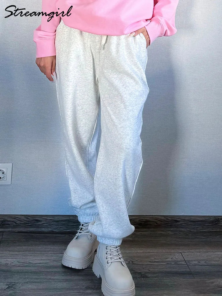 Thick Warm Fleece Sweatpants Women Winter Straight Leg Pants Gray Velvet Trousers Pants Jogger For Women Sweatpants Outfits Secondary image