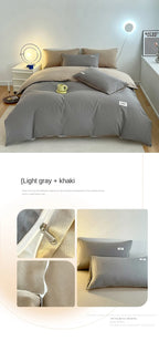INS style high luxury solid color double-sided style single couple quilt cover soft luxury hotel & apartment & home bedding