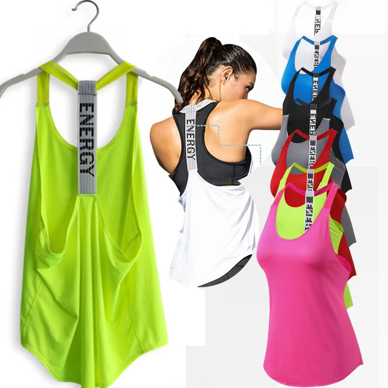 Women Gym Tops Black Sleeveless Yoga Top Women Fitness Shirt Gym Vest Running workout Sports Tops Letter Backless Shirt Main image