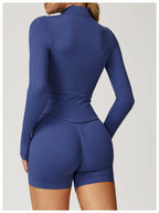 New Women Seamless Zipper Jacket Yoga Long Sleeved Gym Top Yoga Push Up Jacket Fitness Running Workout Sport Coat Women's Shirts