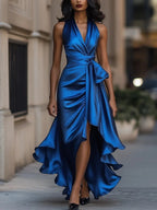 Sexy Sleeveles Maxi Party Dress Woman 2026 Summer Satin Ruffles Hollow Out Off The Shoulder Long Dresses Elegant