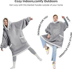Wearable Blanket Hoodie Sherpa Fleece Hooded Blanket for Adult as A Gift Warm Comfortable Blanket Sweatshirt with Giant Pocket