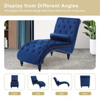 Velvet Chaise Lounge Indoor,Button-Tufted Upholstered Chaise Lounge Chair with Pillow for Bedroom Living Room, Customized