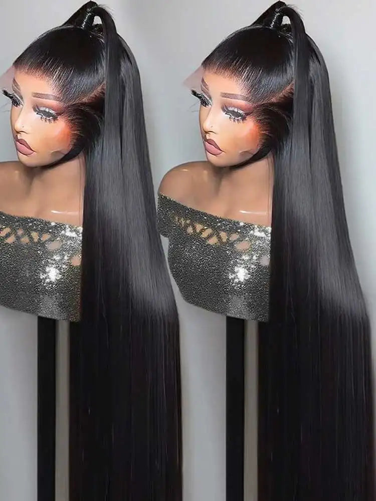 250 Density 13x6 HD Bone Straight Lace Front Wigs Human Hair Brazilian 40 42 Inch Glueless Lace Frontal Human Hair Wigs For Wome Main image