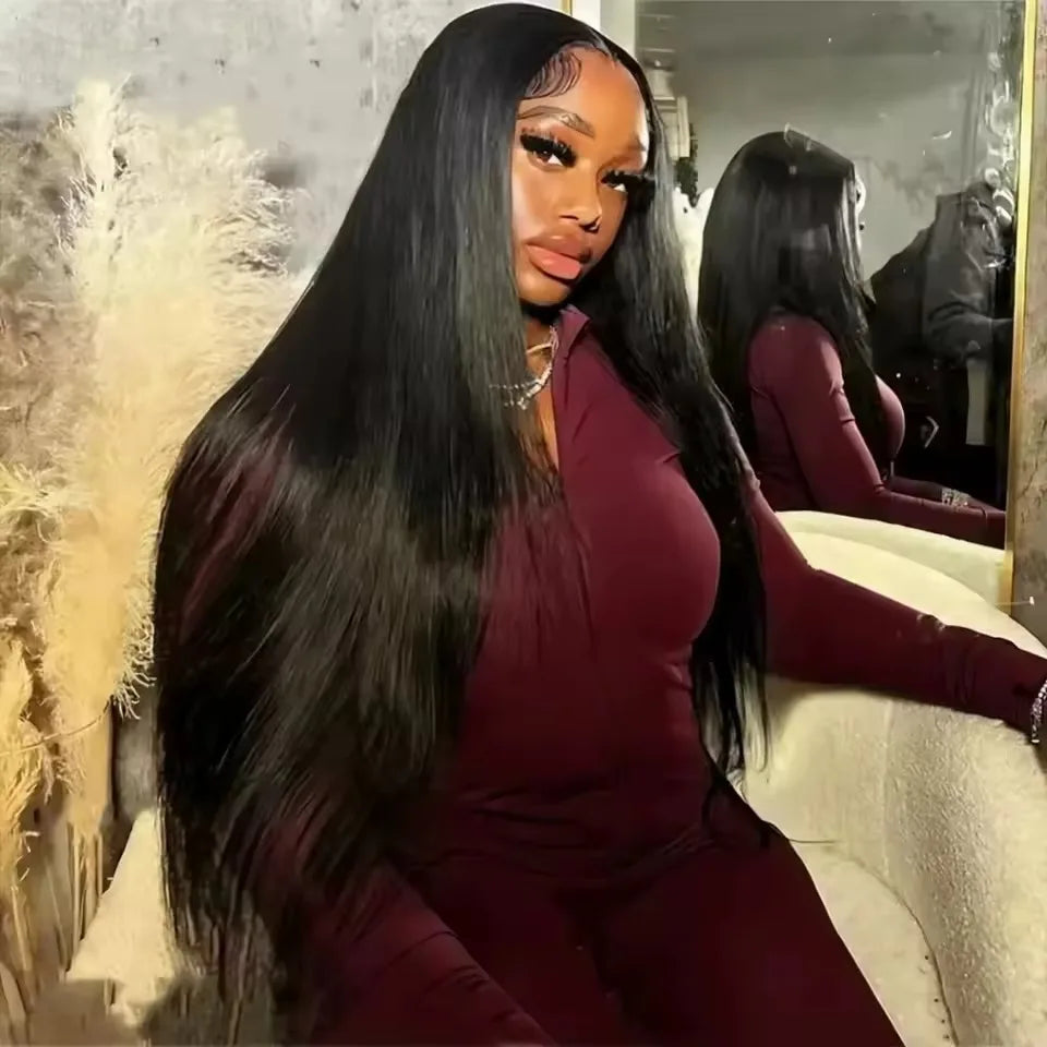250 Density 40 44 Inch Bone Straight Hd Transparent 13x6 Lace Frontal Wig Brazilian 13x4 Hd Lace Front Human Hair Wigs For Women