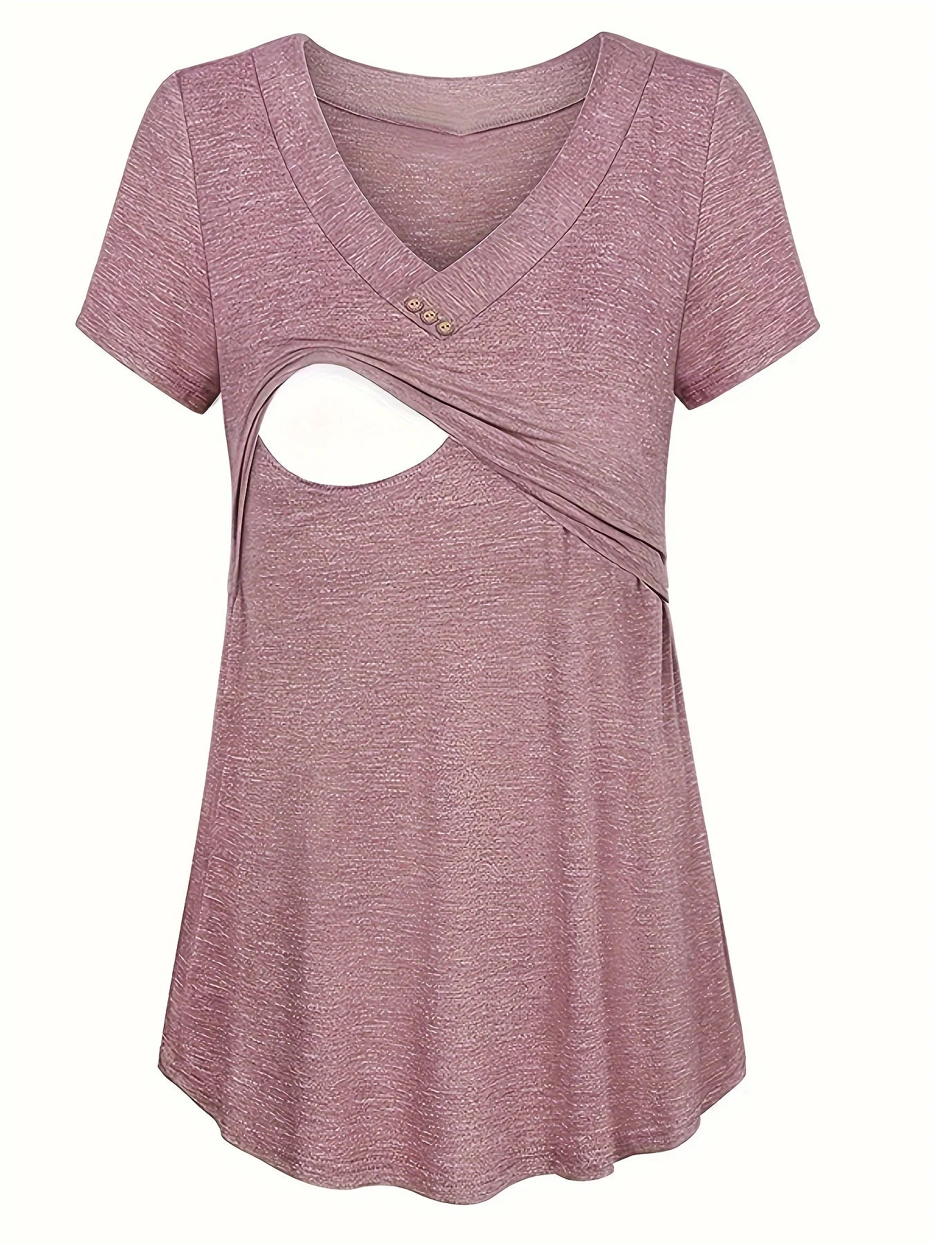 Casual Womens Maternity T-Shirt Top Summer Soild Color Short Sleeve  Tee Shirt Crew Neck Basic Nursing Tops Comfort Tee Secondary image