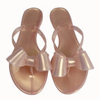 EOFK Summer Jelly Slippers Women Butterfly PVC Sweet Beach Pull On Flat Solid Ladies Versatile Fashion Anti slip Slippers