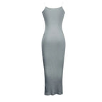 Fashion Sexy Skinny Kint Dress Backless Evening Maxi Dress Women Party Club Ladies Bodycon Peach Slim Hip Elegant Long Dresses