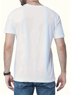Summer men's 100% pure cotton casual loose fit plus size London England pattern printed round neck short sleeved T-shirt top