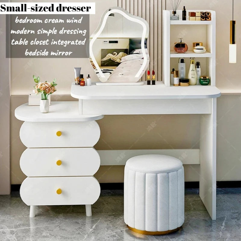 Bedroom Mirror Dressing Table Desk White Drawers Light Makeup Vanity Wood Room Penteadeira Com Espelho Dresser Furniture Main image