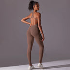 Sexy Back V Jumpsuit Gym Set Women Training Yoga Suit Sportswear Women Sports Jumpsuit Fitness Rompers Stretch Workout Bodysuits