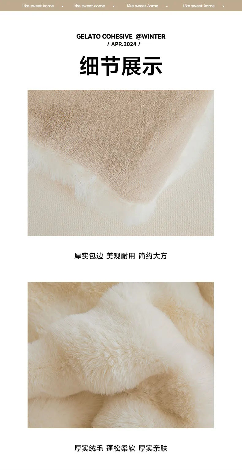 Ultra Soft Luxury Flffy Faux Rabbit Fur Blanket, Thick Winter Warm Throw Blankets, Plush Cozy Bubble Fleece Blankets Home Decor
